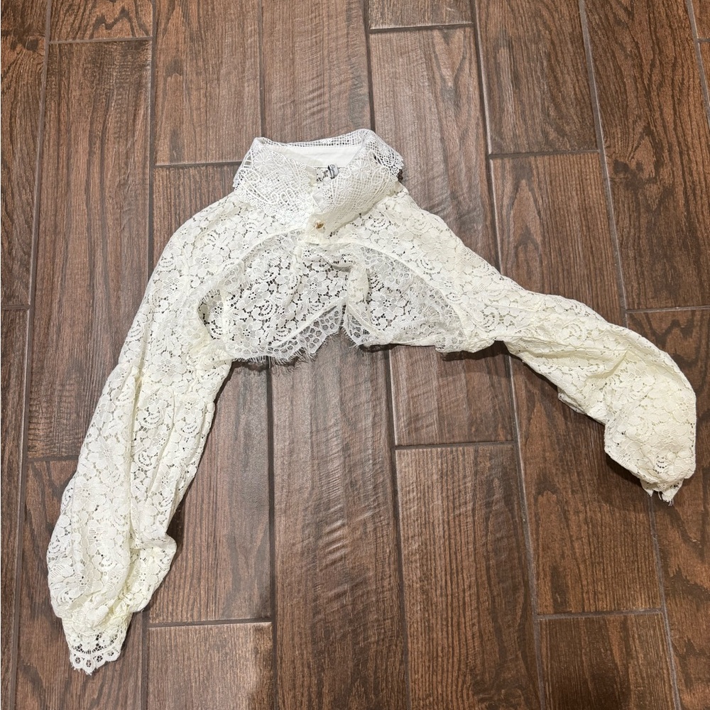 Elegant Lace Long Sleeve Top - Cream